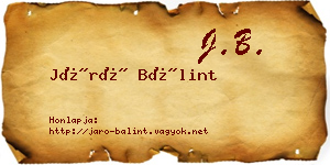 Járó Bálint névjegykártya